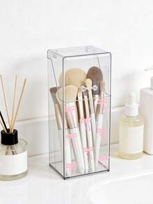 New Bow Pattern Dust-Proof Makeup Brush Storage Holder,Transparent Desktop Organizer With Cover, Makeup Brush And Pen Holder, Dust-Proof Storage Box For Cosmetics, Stationery, And Small Items, Multi-Functional Stand Makeup Brush Holder For Home And Office Use, With Dust-Proof Cover, Acrylic Makeup Storage Box, Large Capacity Vanity Brush Holder,For Holiday Beach, Bathroom Collection, Bedroom Collection, Large Capacity - Multicolor - View 5