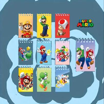 10pcs Classic Lion Game Character Mini Spiral Notebooks Set | Cute Cartoon Plumber & Dinosaur Notebooks | Adorable Little Journals Suitable For Note-Taking, Sketching And Party Hobbies | Ideal Gift For Gamers