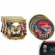 3张美国建国250周年纪念贴纸，5英寸*5英寸，1776-2026，乙烯基材质，防水，图案为自由女神像和自由钟，适用于汽车、卡车、窗户、笔记本电脑等。 - 250th Anniversary Stickers - 查看 2