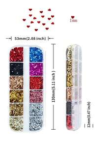 Holographic Small & Large Star, Heart Shaped Nail Glitters, Laser Mixed Mini Pentagram & Heart Sequins, DIY Nail Art Decorations Nail Charms - Red and White - View 8