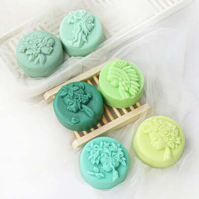 Zhonghui Mold 3D 立体花卉人脸硅胶模具，森林女神人脸花卉肖像浮雕蜡烛模具，圆形皂基树脂石膏模具，DIY 手工工艺模具，适用于蜡烛制作和家居装饰