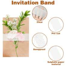 100Pcs Clear Vellum Belly Bands For Invitations - Wedding Invitation Accessories, Transparent Wrapping Liners For 5x7 Cards, Invitation Holder Bands For Special Occasions - View 8