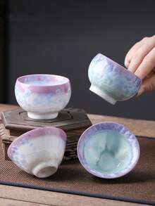 1个优质水晶陶瓷拿铁咖啡杯，小号120毫升，创意个人浓缩咖啡杯，可爱猫咪设计，适合毕业典礼、家庭聚会、居家使用、情侣杯、中式茶具套装 - 彩色 - 查看 2