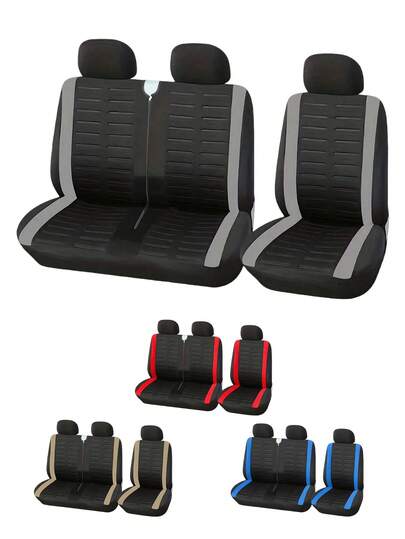 Universal 2+1 Seat Covers For Light Trucks & Minivans – 3D Stripe Design, Breathable Polyester With Sponge Padding, Airbag Compatible & Middle Seat Belt Opening,Fits Most Trucks & SUVs,Car Interior Accessories