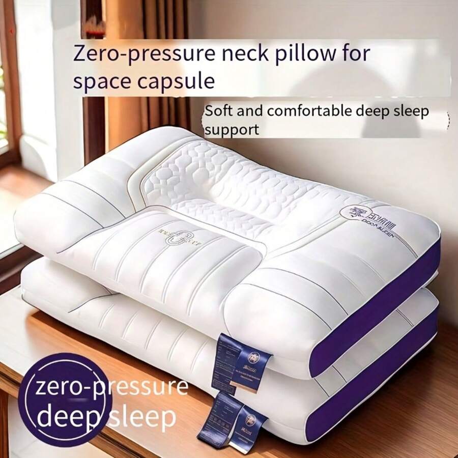 This Ergonomic Zero-Pressure Neck Pillow Features A Sturdy Core Support Structure And A Four-Layer Anti-Sagging Design. This Versatile Pillow Is The Perfect Choice For Daily Rest And Sleep, And Makes An Ideal Valentine's Day Gift. - White 1PCS - View 1