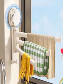 1个厨房吸盘式壁挂抹布架，多杆旋转沥水毛巾架，水槽/窗台壁挂式置物架 - 多色 - 查看 8