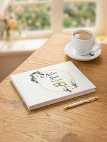 1pc Customized Wedding Guest Book With Watercolor Floral Design, Can Customize Couple's Names And Date, Unique Wedding Memorabilia, Suitable As Wedding Gift - Multicolor - View 5