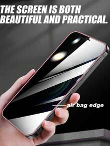 2片裝 粉色發光防偷窺螢幕保護貼，適用於 iPhone 15，氣墊發光設計，易於安裝，可搭配手機殼使用，提供夜間照明與隱私保護，相容 iPhone 17 Pro Max/17 Pro/17 Air/17/16/15 Pro Max/15 Pro/15 Plus/15/14/13/12，手機配件，日常必需品 - 黑色 - 查看 6