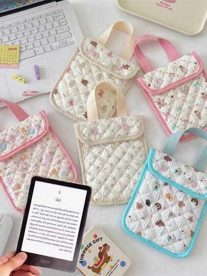 1件装绗缝6/6.8/7英寸可爱电子阅读器保护套，收纳袋，Kindle配件，女士配件，手机袋，SA569P便携式保护套，适用于Kindle Paperwhite 2024 1/2/3/4/5/6电子书阅读器，6-7英寸电子阅读器保护套，适用于Kindle/Boox和其他电子阅读器，便携式收纳袋，数码保护套，适合学生日常使用，电子阅读器收纳袋，旅行必备，宿舍必备，教师礼物，伴娘礼物，情人节礼物，母亲节礼物