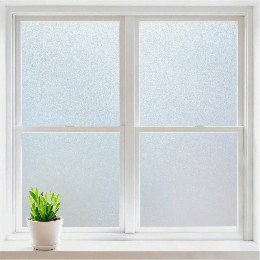 Film de privacidad para ventanas Rabbitgoo, adhesivos de vidrio esmerilado para ventanas, adhesivos estáticos para bloquear el calor UV y la luz para puertas del hogar y el baño, decoraciones interiores removibles para el día y la noche, puro, 17.5 X 78.7 pulgadas - 1PC - Ver 1