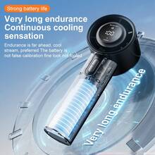1pc Rechargeable 100-Speed Handheld Fan, 3000mAh Rechargeable Lithium Battery, Long-Lasting, LED Display, Handheld & Desktop, 4 Color Options, Portable USB Fan Ideal For Outdoor Use - Handheld Fan - View 4