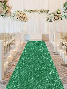 Tapete Passadeira Verde com Glitter (1 unidade), Ideal para Corredores de Eventos, Atividades, Casamentos, Decoração para Eventos Internos e Externos, Palcos e Shows, Cerimônias de Premiação, Aniversários, Chás de Panela, Pedidos de Casamento, Festas de Fim de Ano, Aniversários e Casamentos. - Verde - Ver 3