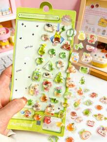 Hình dán 3D Kawaii dễ thương, thiết kế đồ ăn, trái cây, động vật biển, kỳ lân, hình dán gel trong suốt sáng bóng dùng cho sổ lưu niệm, nhật ký, trang trí ốp điện thoại. - Nhiều màu - Xem 7