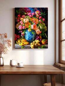 Beautiful Flowers Frameless DIY Acrylic Painting Kit, Carefully Crafted Painting Expressing Your Personalized With Vibrant Colors, No Drawing Experience Required To Create Stunning Artwork, 40*50CM - Multicolor - View 5