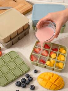 Silicone 12-Cube Ice Tray With Lid With Anti Odor Design Durable Cube Of Ice Tray Kitchen Tool Accessory For Summer Picnics Roostertail Mold Summer Beach Cooler Travel Essentials Cruise Equipment Vacation Stuff Kitchen Picnic Must Haves Camping - Multicolor - View 5