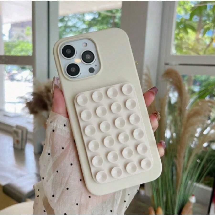 Silicone Suction Cup Phone Holder, Single-Sided Suction Cup, Multi-Functional Adhesive Backing, Anti-Slip And Hands-Free, Suitable For Bathroom Mirrors, Car Selfies And Video Recording, Compatible With Various Phone Models, A Great Birthday Gift. - 白色 - 查看 1