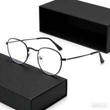 1pc Metal Frame Glasses - Minimalist Round Frame, Full Rim Design, Black Frame - Unisex, Suitable For Daily And Formal Occasions - Retro Style, Durable Material - 1 Pc - Black - View 2