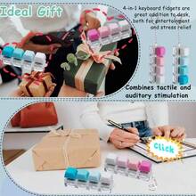 1/2/3/4Pcs Keyboard Adult Fidget Toy Clicker Toy 4-In-1 Keyboard Fidget Keychain Cube Mechanical Key Button Clicker Stress Relief Gift For Office School Home To Pass The Time,Perfect For All Ages,Suitable As Gifts Or Party Favors,Suitable For Birthdays, Holidays, Parties, Hobbies, Collectibles, Party Supplies(Random Colors) - Nhiều màu - Xem 7