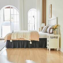 VOLTITO 1pc Elastic Bed Ruffle - Easy Wrap Around Ruffle - Microfiber Bed Skirt With Adjustable Elastic Belt 15 Inch Tailored Drop - Hotel Quality Bedskirt, Fade Resistant (T/F/Q/K) - Black - View 9