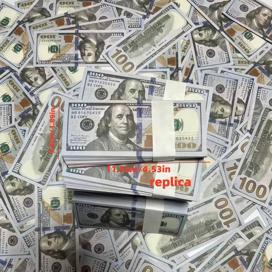 100/500/1000 tờ tiền giả mệnh giá 100 đô la cỡ nhỏ, làm bằng giấy bền, thích hợp để nâng cao nhận thức về tiền tệ, trang trí tiệc Giáng sinh, đồ dùng cho bữa tiệc, đạo cụ phim ảnh, biểu diễn ảo thuật và quà tặng chơi khăm vui nhộn.