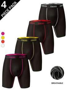 4 paquetes de calzoncillos tipo bóxer deportivos para hombres, con cintura IDXOEE, transpirables, elásticos y con líneas de contraste, que no se suben - Multicolor - Ver 1