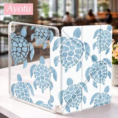 Ayotu 海龟图案 Y 型支架翻盖保护套，兼容 iPad A16、iPad Air 8 (M4) 2026 (11 英寸)、iPad Air 8 (M4) 2026 (13 英寸)、iPad Pro 13 12.9 英寸、iPad Air 11 英寸、iPad mini、iPad Air 11 英寸保护套、Kindle（第 11 代 - 2024 年发布）、Kindle Paperwhite 第 12 代 2024 年款。