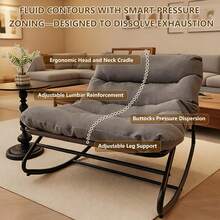 Outdoor Papasan Rocking Chair With Cushion, Oversized Patio Lounge Rocker, Heavy Duty 350 Lbs Capacity, Comfortable Indoor & Outdoor Chair For Garden, Lawn, Bedroom, Living Room, Gray - Grey - View 5