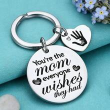 1pc Stainless Steel Keychain With Heartwarming Mom Quote And Heart-Shaped Charm, Thoughtful Gift For Mother's Day, Birthday, Daily Use, Anti-Rust Polished Stainless Steel Material - Keychain - View 7