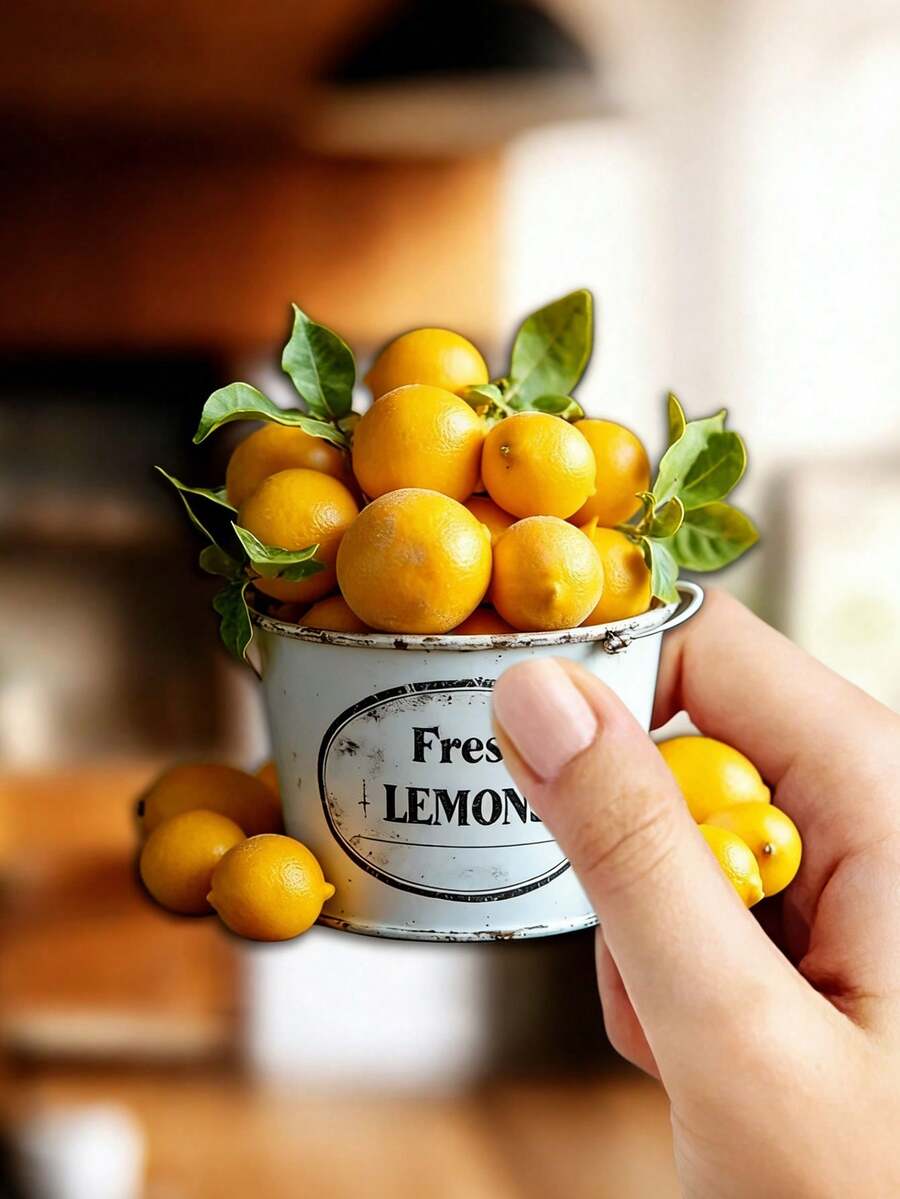 2D realistische Fruchtmagnete, Zitronen Kühlschrankmagnete, Obstkorb und Zitronen Tasse kreative Magnete, personalisierte Kühlschrankaufkleber, leuchtend gelbe Zitronenscheiben und Zitronenschalen, geeignet als Reiseandenken, Heimdekoration, Szenendekoration, Urlaubsgeschenke, Kühlschrankmagnete, Küchendekoration Magnete, tolle Geschenke, Verschönerung des Kühlschranks, Küchendekoration, Heimdekoration, Urlaubsgeschenke, Partyfavoren - Mehrfarbig - Übersicht 1