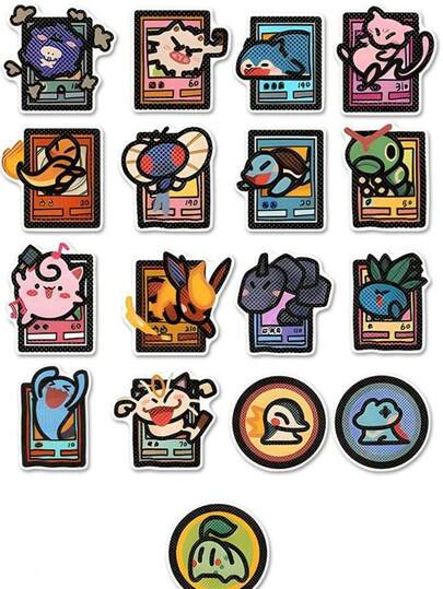 pokemon 49/98张宝可梦涂鸦贴纸，创意动漫装饰贴纸，适用于DIY水瓶、笔记本电脑、行李箱