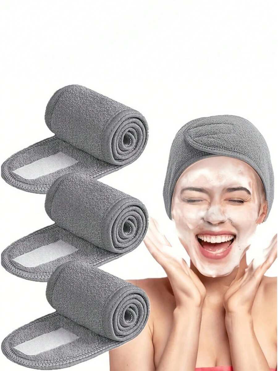 女士发带，可调节，适用于洗脸、化妆、淋浴等场合，针织混纺材质，适合普通发质，夏季、度假、旅行必备夏季发饰 - 彩色 - 查看 1