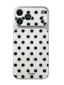 Fashionable Minimalist Polka Dot Solid Color Glossy Phone Case Suitable For IPhone 17 ProMax, 17 Pro, 17, 16 ProMax, 15, 14 Pro Max, Candy Color Lens Protection Back Cover - Black Dots On White - View 5
