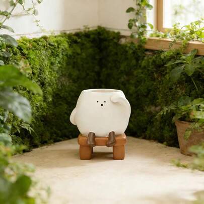 独特的“慢而稳”人物造型花盆 | 创意坐姿植物架