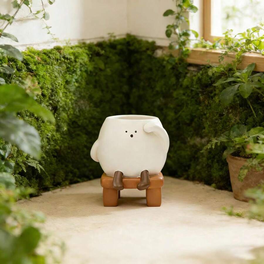 Unique "Slow & Steady" Character Flower Pot | Creative Sitting Posture Plant Stand - Multicolor - View 1