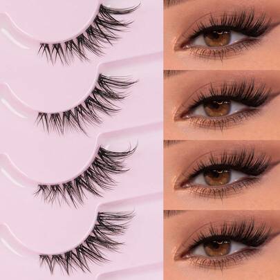 7 pares de pestañas postizas naturales y ligeras con efecto dramático, ideales para uso diario - Pestañas postizas reutilizables y ligeras para un look de maquillaje de ojos dramático