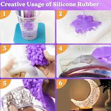 Bộ dụng cụ làm khuôn silicon, silicon lỏng màu tím dùng để làm khuôn, silicon đàn hồi - Lý tưởng cho khuôn 3D, khuôn nhựa, khuôn silicon - Khô nhanh trong 4 giờ - 120g A + 120g B - Xem 4