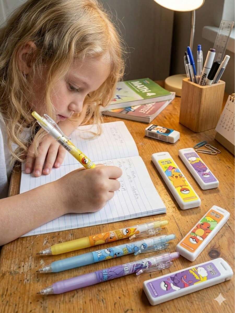 pokemon Juego de lápices automáticos, lápices de dibujos animados lindos, lápices sin necesidad de afilar para estudiantes de primaria - Multicolor - Ver 1