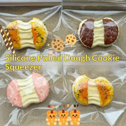 1pc Silicone Cookie Squeeze Toy, Soft Squishy Realistic Food Stress Relief Squeeze Toy, Slow Rebound Design, Portable Desktop Pressure Relief Decor, Perfect Gift For Holiday, Birthday
