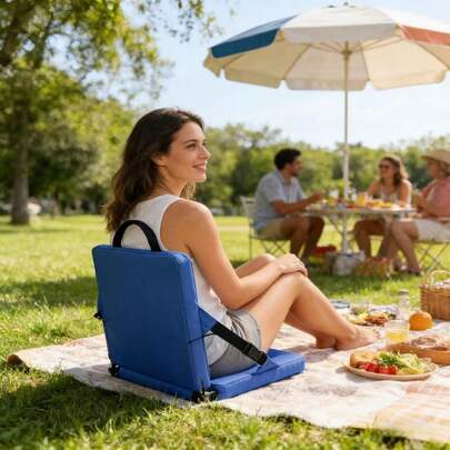 1 Bộ - Đệm ngồi đa năng gấp gọn, di động, dùng cho cắm trại ngoài trời, câu cá, nghỉ ngơi trên bãi cỏ, leo núi, thích hợp cho các hoạt động thể thao, đệm mềm nhẹ có tựa lưng.