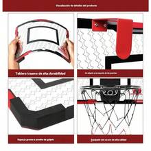 Canasta de Basquetbol para Niños Plegable - Tablero de Basketball con Contador Electrónico De Puntaje 3 Mini Balón Instalación en Puerta y Pared - Rojo - Ver 2