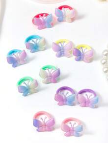 10 pièces Chouchous à oreilles de lapin en tissu 3D de couleur Maillard, jolies attaches de cheveux élastiques à fleurs, doux pour les cheveux, accessoires de cheveux quotidiens et de fête pour filles - Multicolore - Voir 2