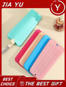 1 Tappetino in silicone extra large resistente al calore, custodia da viaggio portatile, per piastre arricciacapelli, piastre piatte e strumenti per lo styling dei capelli, tappetino resistente al calore per strumenti per capelli, custodia portatile per arricciacapelli. - nero - Visualizzare 8