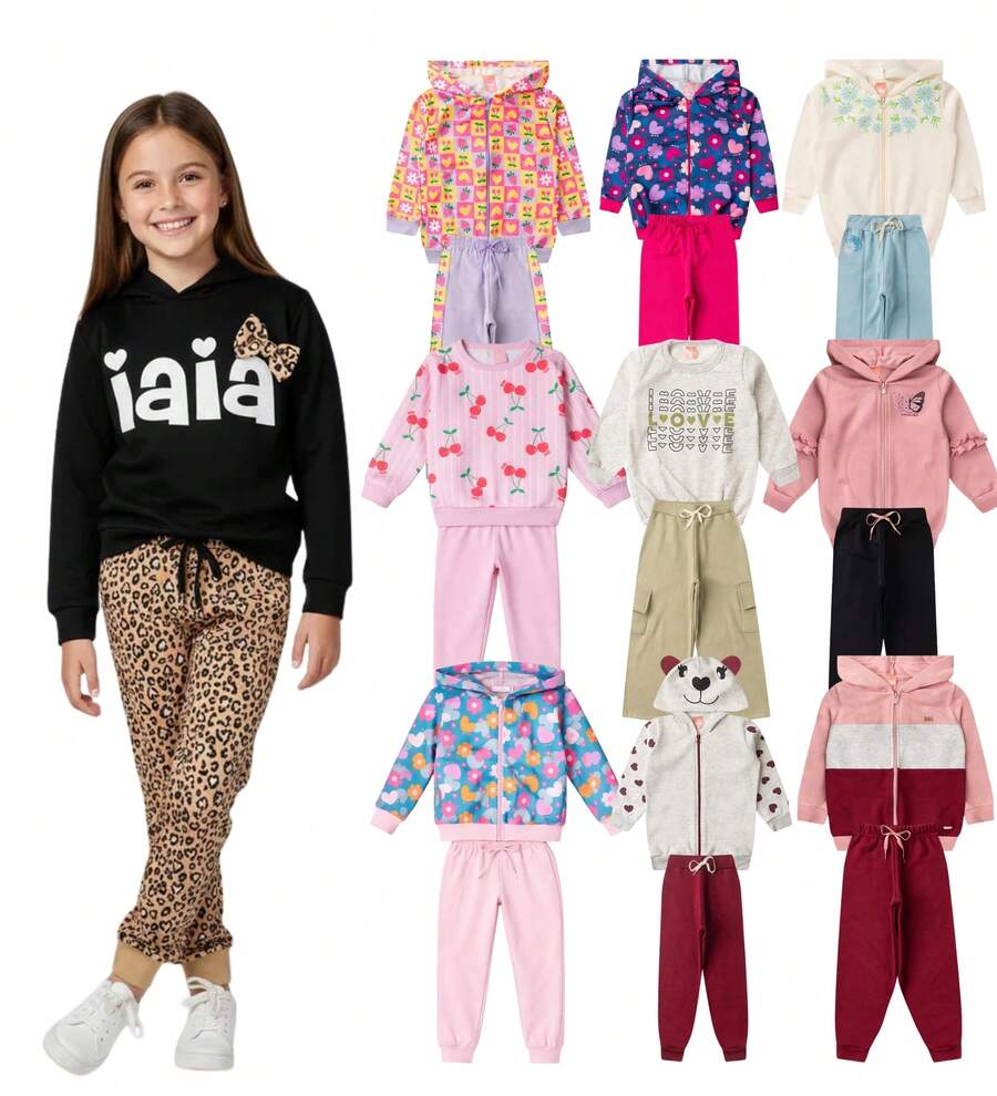 4-Piece Set Of Children's Winter Fleece Sweatshirts - 2 Jackets And 2 Pants - Iaia - Sizes 1 To 12 Years - Multicolor - Ver 1