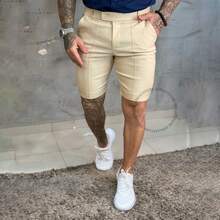 Men's Premium Tailored Ribbed Bengaline Shorts, Colorful, Stylish, And Sporty - Beige - View 2