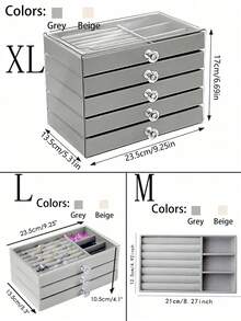 1pc 7-Grid 5-Tier Velvet Jewelry Box, Drawer Style Jewelry Box, Ring Box, Earring Storage Box, 3-Layer Transparent Plastic And Velvet Drawer Jewelry Organizer - Acrylic Jewelry Box - View 2