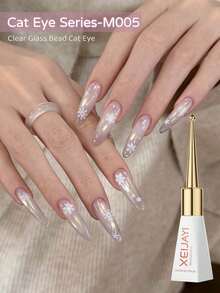 XEIJAYI 1瓶10毫升磁性猫眼美甲凝胶，含玻璃珠，猫眼美甲闪粉，适用于凝胶指甲油DIY、家庭及美甲沙龙使用 - 淡紫色 - 查看 3