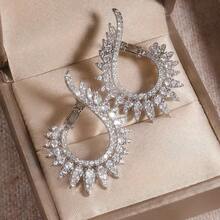 Hoa tai bằng đồng đính đá Cubic Zirconia sang trọng, thời trang và lấp lánh, kiểu dáng cổ điển dành cho người nổi tiếng, thích hợp cho các bữa tiệc và đám cưới. - E1418-1 - Xem 7