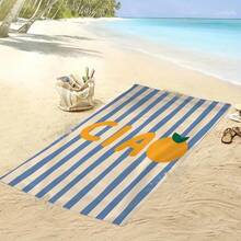 1 khăn tắm biển chủ đề mùa hè, khăn tắm biển sọc xanh in hình trái cây màu cam, thích hợp cho bãi biển, phòng tắm, du lịch, cắm trại, hồ bơi, yoga, nông trại, sân vườn. - Nhiều màu - Xem 4