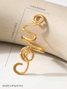 1pc Random Curved Copper Minimalist Adjustable Toe Ring, Suitable For Any Occasion And Holiday Wear - Gold - View 5