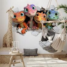 1pc Cute Dinosaur Wall Sticker, Breakout Dragon, Colorful Dinosaur Combination, Self-Adhesive Easy To Apply, Decorate Children's Room With Lively Atmosphere - Multicolor - View 7